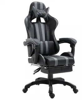 Kancelárske stoličky Herné kreslo s podnožkou umelá koža Dekorhome Sivá