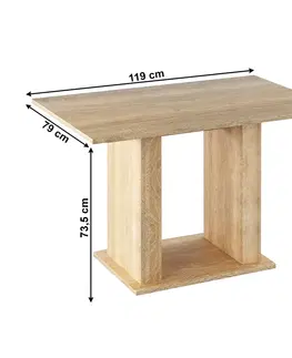 Jedálenské stoly Jedálenský stôl, dub sonoma, 119x79 cm, BISTRO