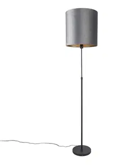 Stojace lampy Stojacia lampa čierna odtieň sivá 40 cm nastaviteľná - Parte