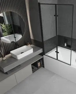 Sprchové dvere MEXEN/S - Cube obdĺžniková vaňa 170 x 80 cm s panelom + vaňová zástena 100 cm, čierna vzor 550517080X9210027070