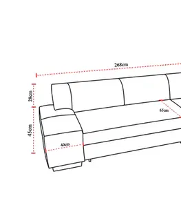 Sedacie súpravy NABBI Ferol L rohová sedačka s rozkladom a úložným priestorom svetlosivá (Sawana 21) / čierna (Soft 11)