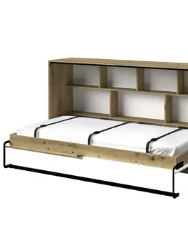 Jednolôžkové postele Sklápacia posteľ  horizontálne Nero 16  – Čierna Mat