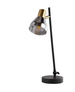 Stolové lampy Searchlight Stolová lampa Classy s tienidlom z dymového skla