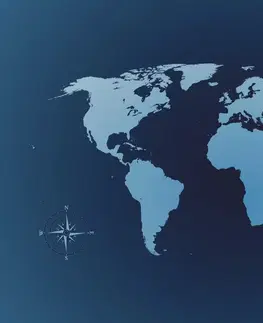 Tapety mapy Tapeta mapa sveta v odtieňoch modrej
