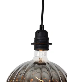 Zavesne lampy Závesné svietidlo čierne 3-svetlo vrátane LED dymovej stmievateľné - Cava Luxe