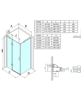 Sprchové dvere GELCO - Legro obdĺžniková sprchová zástena 900x800mm L/P varianta GL1190GL5680