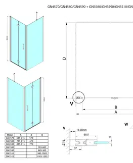 Sprchové dvere GELCO - LORO obdĺžniková sprchová zástena 800x1200 GN4580-02