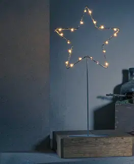 Vianočné svetelné hviezdy Konstsmide Christmas Stojaca kovová LED hviezda striebro s podstavcom