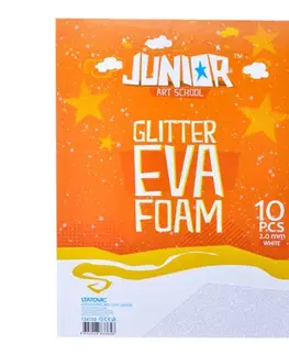 Kreatívne a výtvarné hračky JUNIOR-ST - Dekoračná pena A4 EVA Glitter biela 2,0 mm, sada 10 ks