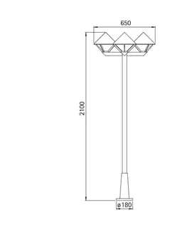 Verejné osvetlenie Albert Leuchten Moderné stĺpové svietidlo 181, čierne, 3-pl.