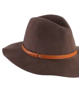 čiapky Dámsky poľovnícky plstený klobúk 500 vlnený gaštanovohnedý