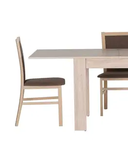Jedálenské stoly  Štvorcový jedálenský stôl s rozkladom SATUR 40, sonoma