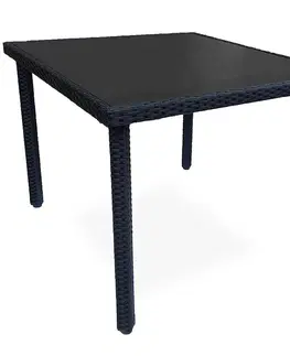 Záhradné stoly Záhradný ratanový stôl Dandy 90x90 čierny