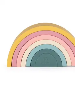 Náučné hračky PETITE&MARS - Hračka silikónová skladacia Rainbow Intense Ochre 12m+