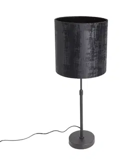 Stolove lampy Stolová lampa čierne velúrové tienidlo čierne 25 cm nastaviteľné - Parte