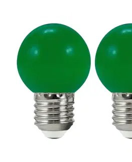 LED osvetlenie  SADA 2x LED Žiarovka PARTY E27/0,5W/36V zelená 3000K 
