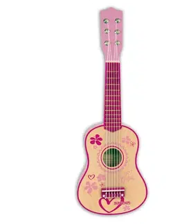 Hudobné hračky BONTEMPI - Klasická drevená gitara 55 cm v dievčenskej ružovej farbe 225572