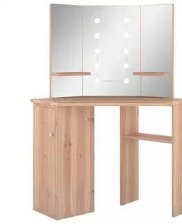 Toaletné Rohový toaletný stolík s LED Dekorhome Svetlosivá