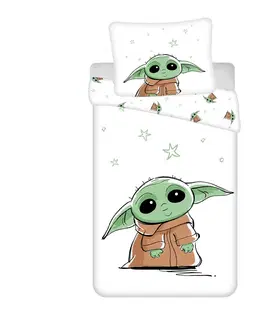 Obliečky Jerry Fabrics Bavlnené obliečky Star Wars Baby Yoda, 140 x 200 cm, 70 x 90 cm
