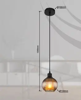 Závesné svietidlá Globo Závesné svetlo Zumba, benzín, Ø 15 cm, sklo