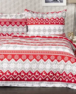 Obliečky 4home Vianočné bavlnené obliečky Red Nordic, 220 x 200 cm, 2 ks 70 x 90 cm