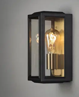 Vonkajšie nástenné svietidlá Konstsmide Vonkajšia nástenná lampa Carpi, čierna, šírka 12,5 cm