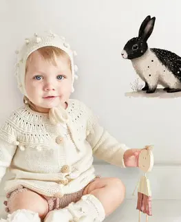 Nálepky na stenu Čiernobiely zajačik - nálepka do detskej izby