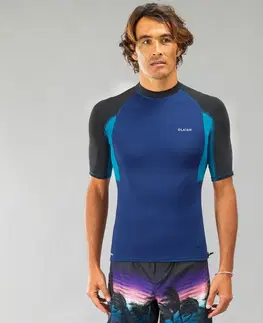 surf Pánske tričko 500 s UV ochranou na surf krátky rukáv modré