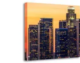 Hodiny 3-dielny obraz s hodinami, L. A. Sunset, 35x105cm