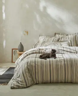 Bavlnené Flanelová pruhovaná posteľná bielizeň s farbenými vláknami