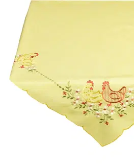 Obrusy Obrus veľkonočné, Sliepočky, žltý 35 x 35 cm