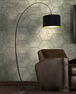 Stojacie lampy do obývačky Holländer Oblúk stojaca lampa Bambus Arco hnedo-čierna zlatá