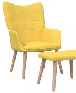 Moderné a dizajnová Relaxačné kreslo s podnožkou látka Dekorhome Žltá