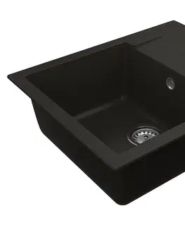 Kuchynské drezy NABBI Odi ONB 02-61 granitový kuchynský drez so sifónom 58,5x48 cm čierna