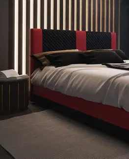 Manželské postele GUSTO čalúnená posteľ 180 čierna/červená