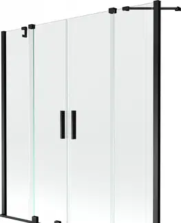 Sprchové dvere MEXEN/S - Velar Duo Dvojkrídlová posuvná vaňová zástena 160 x 150 cm, transparent, čierna 896-160-000-02-70