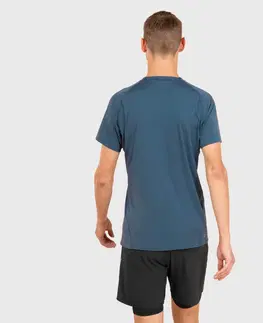 bežecké oblečenie Pánske bežecké tričko Run 500 odolné bridlicovo modré