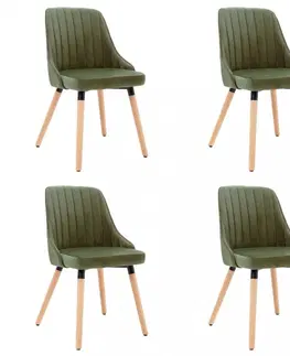Jedálenské stoličky a kreslá Jedálenská stolička 4 ks látka / buk Dekorhome Tmavo zelená