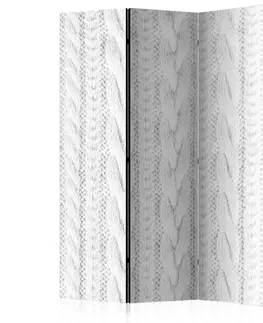 Paravány Paraván White Knit Dekorhome 135x172 cm (3-dielny)