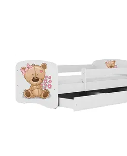 Jednolôžkové postele Detská Posteľ. Babydreams+Sz+M Biely 80x160 Medveď Kvet