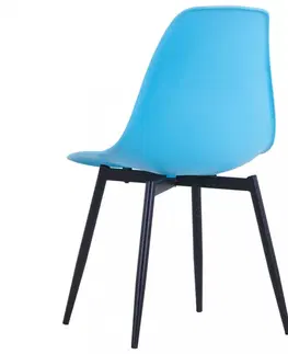 Jedálenské stoličky a kreslá Jedálenská stolička 2 ks plast / kov Dekorhome Modrá