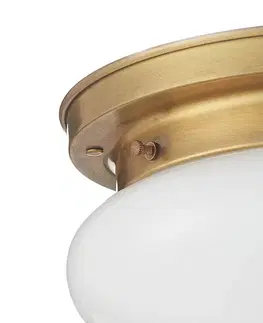 Stropné svietidlá Berliner Messinglampen Opálové stropné svietidlo HARRY s mosadzou