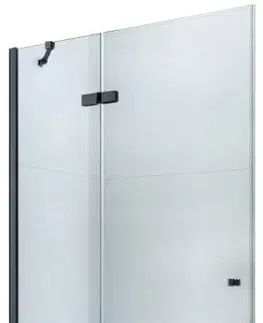 Sprchovacie kúty MEXEN - Roma Sprchové dvere krídlové 80, transparent, čierna sa stenovým profilom 854-080-000-70-00