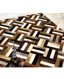Koberce a koberčeky KONDELA Typ 2 kožený koberec 70x140 cm vzor patchwork