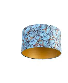 Tienidlo na lampu Velúrové tienidlo so žiarovkovým motýľom vo vnútri 35/35/20 zlato