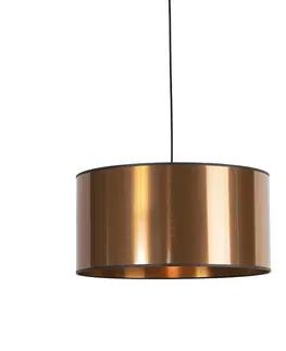 Zavesne lampy Dizajnové závesné svietidlo čierne s medeným tienidlom 50 cm - Pendel