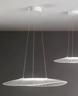 Závesné svietidlá Fabas Luce Závesné svietidlo LED Vela, biele, oválne, 78 cm x 55 cm