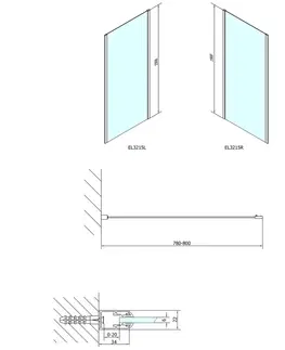 Sprchovacie kúty POLYSAN - EASY LINE sprchová bočná stena 800, číre sklo EL3215