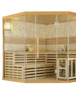 Záhrada Juskys Tradičná saunová kabína / fínska sauna Espoo200 s kamennou stenou Premium - 200 x 200 cm 8 kW