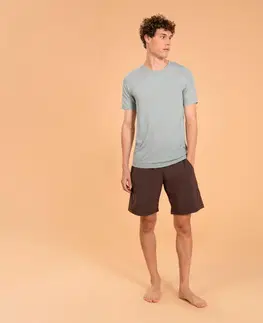fitnes Pánske bezšvové tričko na jogu s efektom druhej kože – svetlosivé